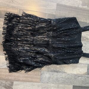 Black Sequin Fringe Jumper